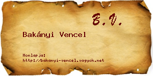 Bakányi Vencel névjegykártya